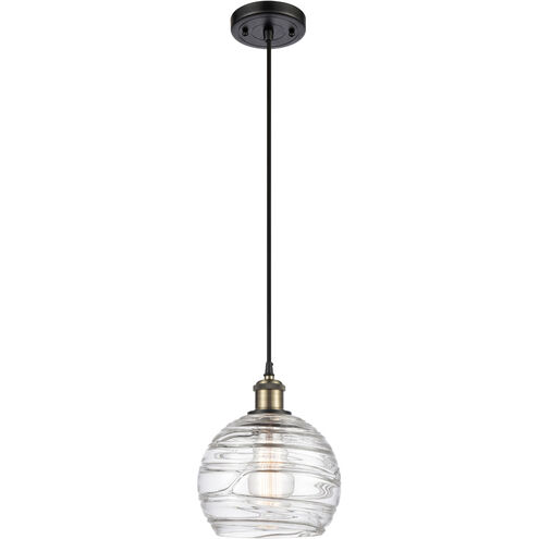 Ballston Deco Swirl LED 8 inch Black Antique Brass Mini Pendant Ceiling Light in Black Textured, Ballston