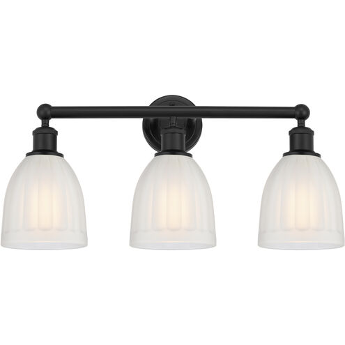 Edison Brookfield 3 Light 24 inch Matte Black Bath Vanity Light Wall Light in White