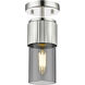 Bolivar 1 Light 4 inch Polished Nickel Flush Mount Ceiling Light in Plated Smoke Glass