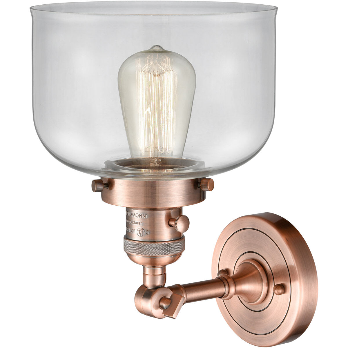 Franklin Restoration Large Bell LED 8 inch Antique Copper Sconce Wall Light, Franklin Restoration