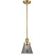 Franklin Restoration Cone LED 6 inch Satin Gold Mini Pendant Ceiling Light in Plated Smoke, Franklin Restoration
