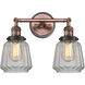 Franklin Restoration Chatham 2 Light 16 inch Antique Copper Bath Vanity Light Wall Light in Clear Glass