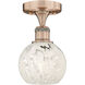 Edison White Mouchette 1 Light 6 inch Antique Copper Semi-Flush Mount Ceiling Light