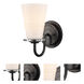 Scarlett 1 Light 5 inch Matte Black Bath Vanity Light Wall Light in White Glass