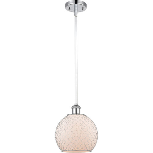 Ballston Farmhouse Chicken Wire 1 Light 8 inch Polished Chrome Pendant Ceiling Light, Ballston
