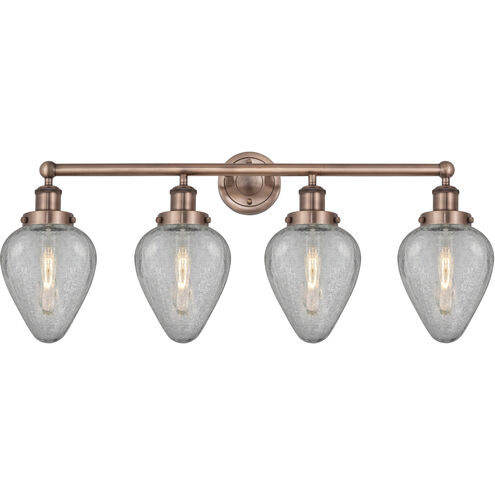 Geneseo 4 Light 33 inch Antique Copper and Clear Crackle Bath Vanity Light Wall Light