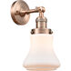 Franklin Restoration Bellmont 1 Light 6 inch Antique Copper Semi-Flush Mount Ceiling Light in Matte White Glass, Franklin Restoration