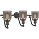 Franklin Restoration Small Bell 3 Light 28 inch Oil Rubbed Bronze Bath Vanity Light Wall Light in Light Smoke Glass, Franklin Restoration