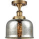 Ballston Bell LED 8 inch Brushed Brass Semi-Flush Mount Ceiling Light in Silver Plated Mercury Glass, Large Bell