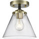 Nouveau Large Cone 1 Light 8 inch Black Antique Brass Semi-Flush Mount Ceiling Light in Clear Glass, Nouveau