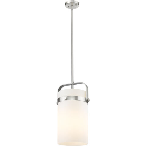 Pilaster 1 Light 9.38 inch Satin Nickel Mini Pendant Ceiling Light in Matte White Glass