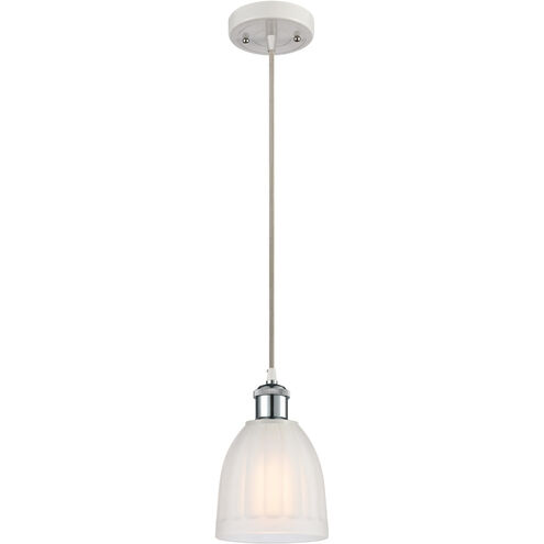 Ballston Brookfield LED 6 inch White and Polished Chrome Mini Pendant Ceiling Light in White Glass, Ballston