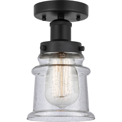 Edison Canton 1 Light 5 inch Matte Black Semi-Flush Mount Ceiling Light in Seedy Glass