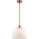 Ballston X-Large Bell LED 8 inch Antique Copper Pendant Ceiling Light in Matte White Glass