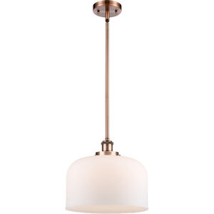 Ballston X-Large Bell LED 8 inch Antique Copper Pendant Ceiling Light in Matte White Glass