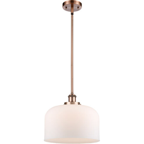 Ballston X-Large Bell LED 8 inch Antique Copper Pendant Ceiling Light in Matte White Glass