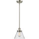 Ballston Large Cone LED 8 inch Brushed Satin Nickel Pendant Ceiling Light in Seedy Glass, Ballston