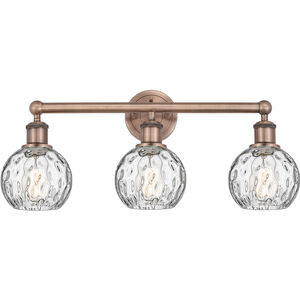 Athens Water Glass 3 Light 24 inch Antique Copper Bath Vanity Light Wall Light