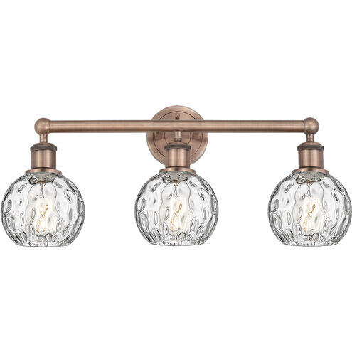 Athens Water Glass 3 Light 24 inch Antique Copper Bath Vanity Light Wall Light