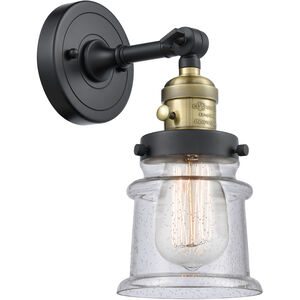 Franklin Restoration Small Canton LED 7 inch Black Antique Brass Sconce Wall Light, Franklin Restoration