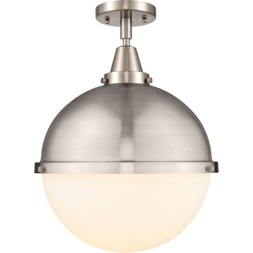 Franklin Restoration Hampden LED 12.88 inch Brushed Satin Nickel Flush Mount Ceiling Light in Matte White Glass