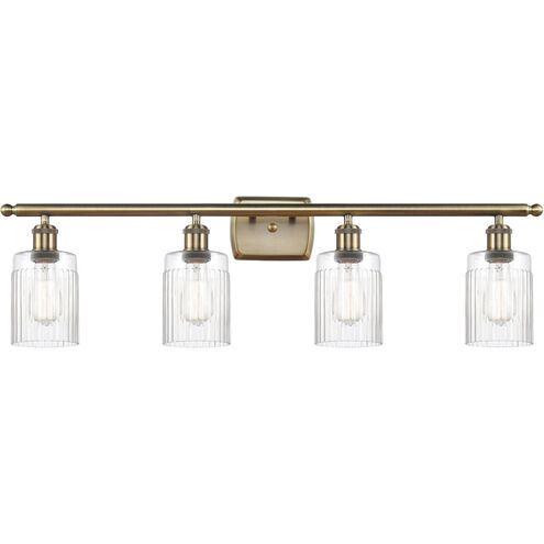 Ballston Hadley LED 36 inch Antique Brass Bath Vanity Light Wall Light in Clear Glass, Ballston