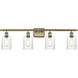 Ballston Hadley LED 36 inch Antique Brass Bath Vanity Light Wall Light in Clear Glass, Ballston
