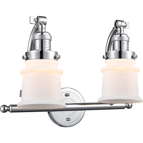 Franklin Restoration Small Canton 2 Light 18 inch Polished Chrome Bath Vanity Light Wall Light in Matte White Glass, Franklin Restoration