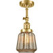 Franklin Restoration Chatham 1 Light 6 inch Satin Gold Semi-Flush Mount Ceiling Light in Mercury Glass, Franklin Restoration