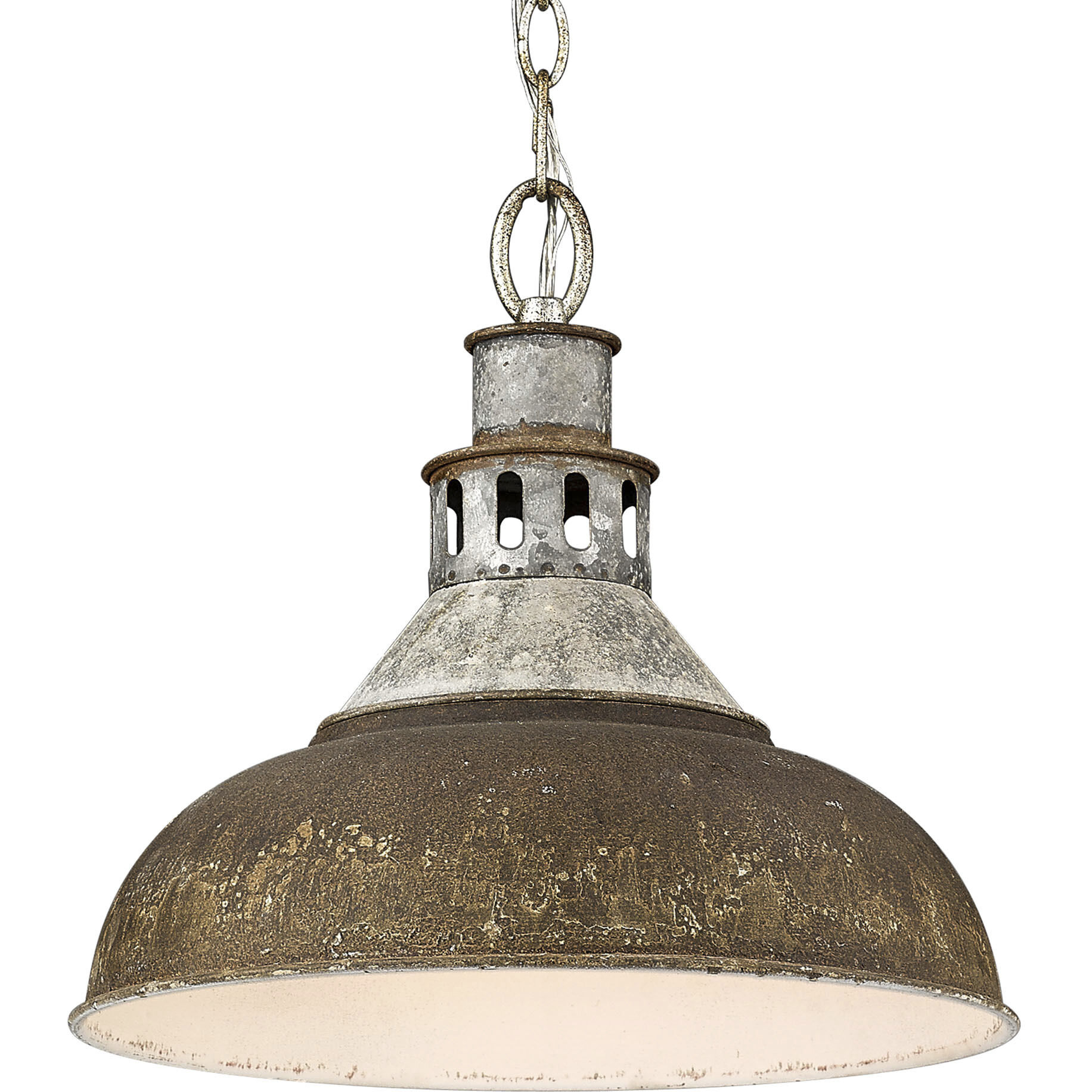 Kinsley 1 Light 14 inch Aged Galvanized Steel Pendant Ceiling Light in Antique Rust, Large