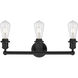 Edison Fenton 3 Light 25 inch Matte Black Bath Vanity Light Wall Light in Plated Smoke Glass
