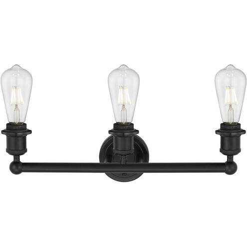 Edison Fenton 3 Light 25 inch Matte Black Bath Vanity Light Wall Light in Plated Smoke Glass