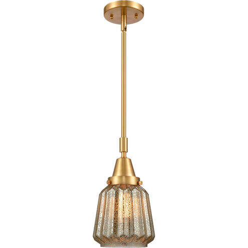 Franklin Restoration Chatham LED 6 inch Satin Gold Mini Pendant Ceiling Light in Mercury Glass