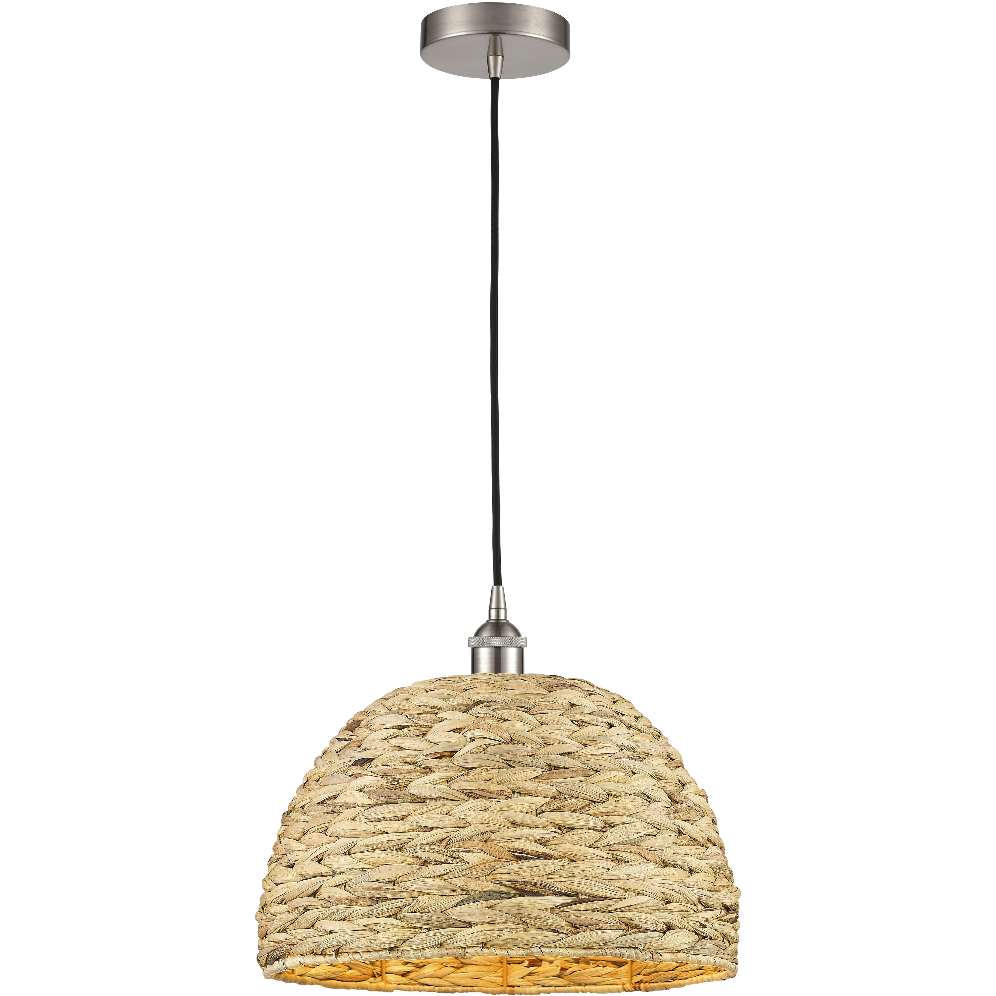 Edison Woven Rattan 1 Light 15.75 inch Mini Pendant