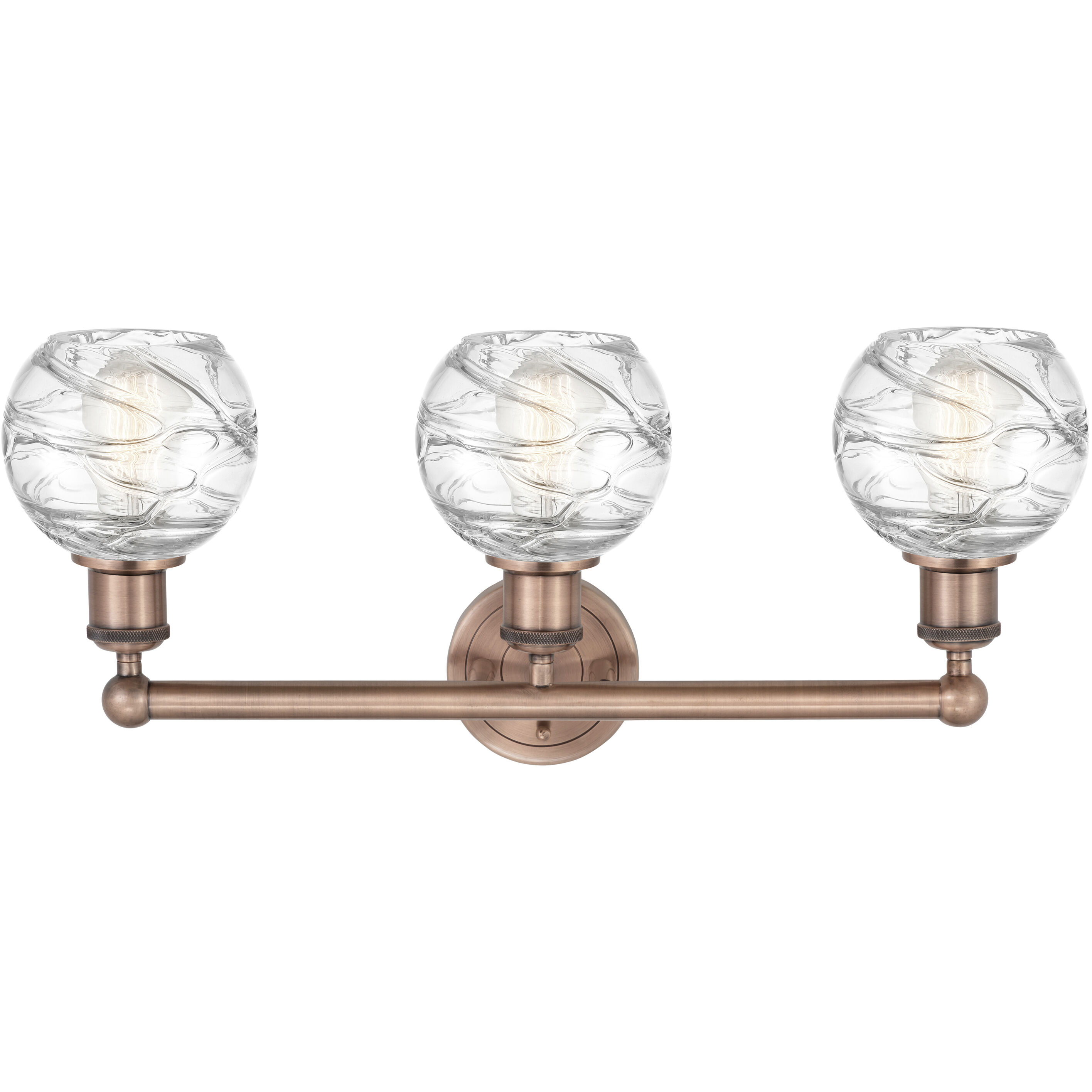 Athens Deco Swirl 3 Light 24 inch Antique Copper Bath Vanity Light Wall Light in Clear Deco Swirl
