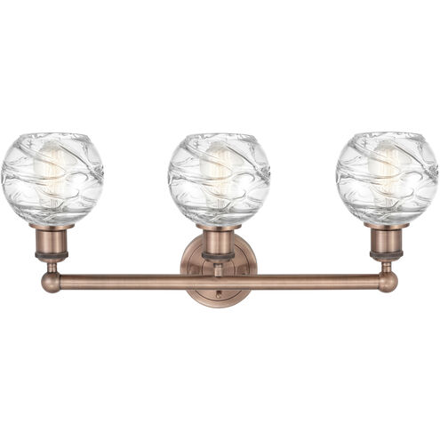 Athens Deco Swirl 3 Light 24 inch Antique Copper and Clear Deco Swirl Bath Vanity Light Wall Light