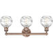 Athens Deco Swirl 3 Light 24 inch Antique Copper and Clear Deco Swirl Bath Vanity Light Wall Light