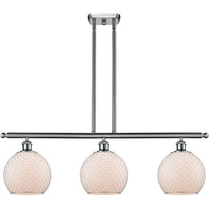 Ballston Farmhouse Chicken Wire LED 36 inch Brushed Satin Nickel Island Light Ceiling Light in White Glass with Nickel Wire, Ballston