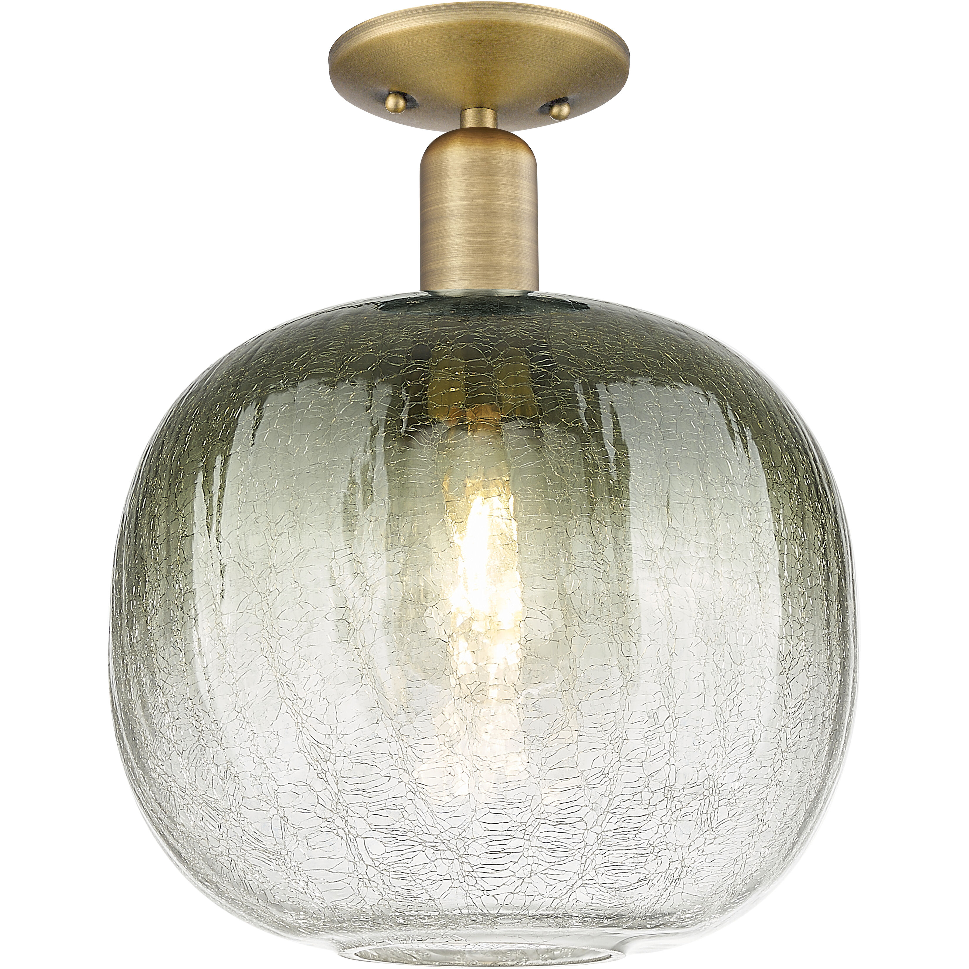 Downtown Urban Brookhaven Sphere 1 Light 10 inch Brushed Brass Semi-Flush Mount Ceiling Light in Slate Glass