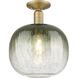 Downtown Urban Brookhaven Sphere 1 Light 10 inch Brushed Brass Semi-Flush Mount Ceiling Light in Slate Glass