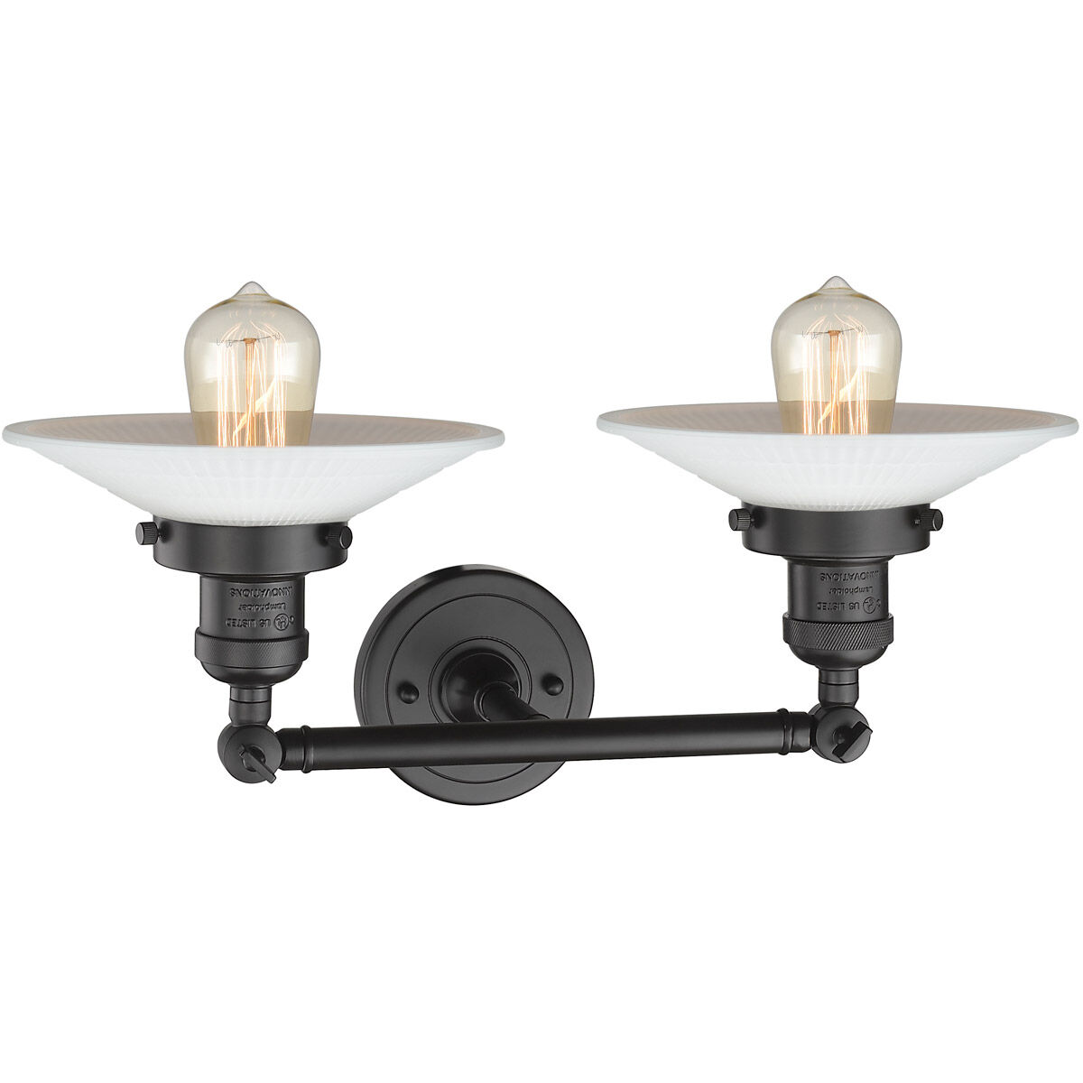 Franklin Restoration Halophane 2 Light 18 inch Oil Rubbed Bronze Bath Vanity Light Wall Light in Matte White Halophane Glass, Franklin Restoration