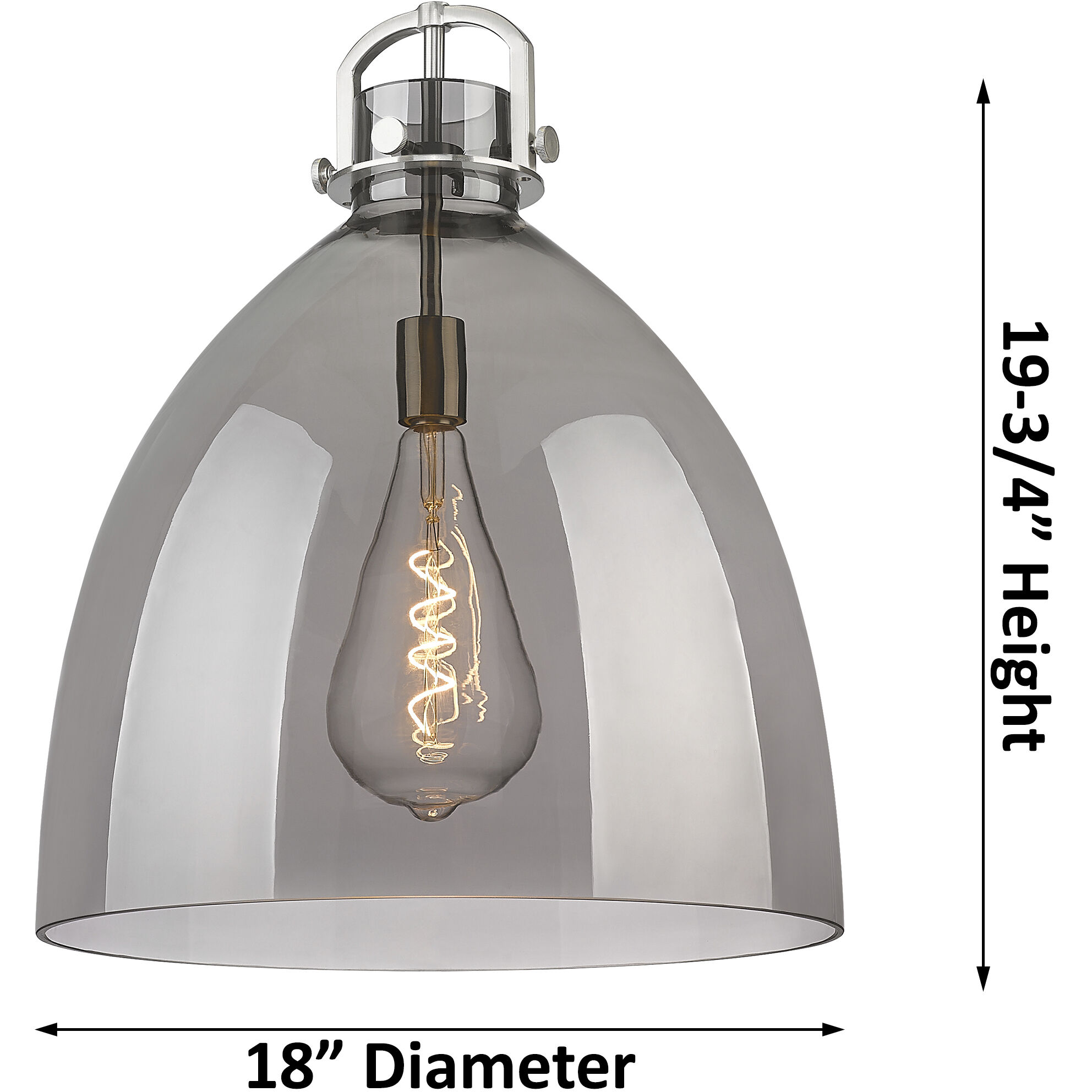 Newton Bell 1 Light 18 inch Polished Nickel Pendant Ceiling Light in Light Smoke Glass