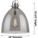 Downtown Urban Newton Bell 1 Light 18 inch Matte Black Pendant Ceiling Light in Plated Smoke
