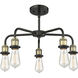 Fenton 5 Light 24.5 inch Black Antique Brass Chandelier Ceiling Light in Plated Smoke Glass
