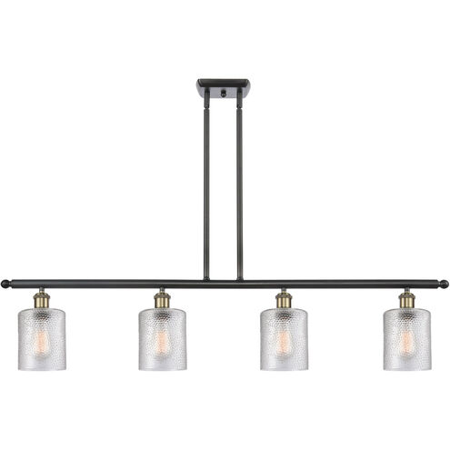 Ballston Cobbleskill LED 48 inch Black Antique Brass Island Light Ceiling Light in Clear Glass, Ballston