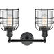 Franklin Restoration Small Bell Cage LED 16 inch Matte Black Bath Vanity Light Wall Light in Seedy Glass, Franklin Restoration