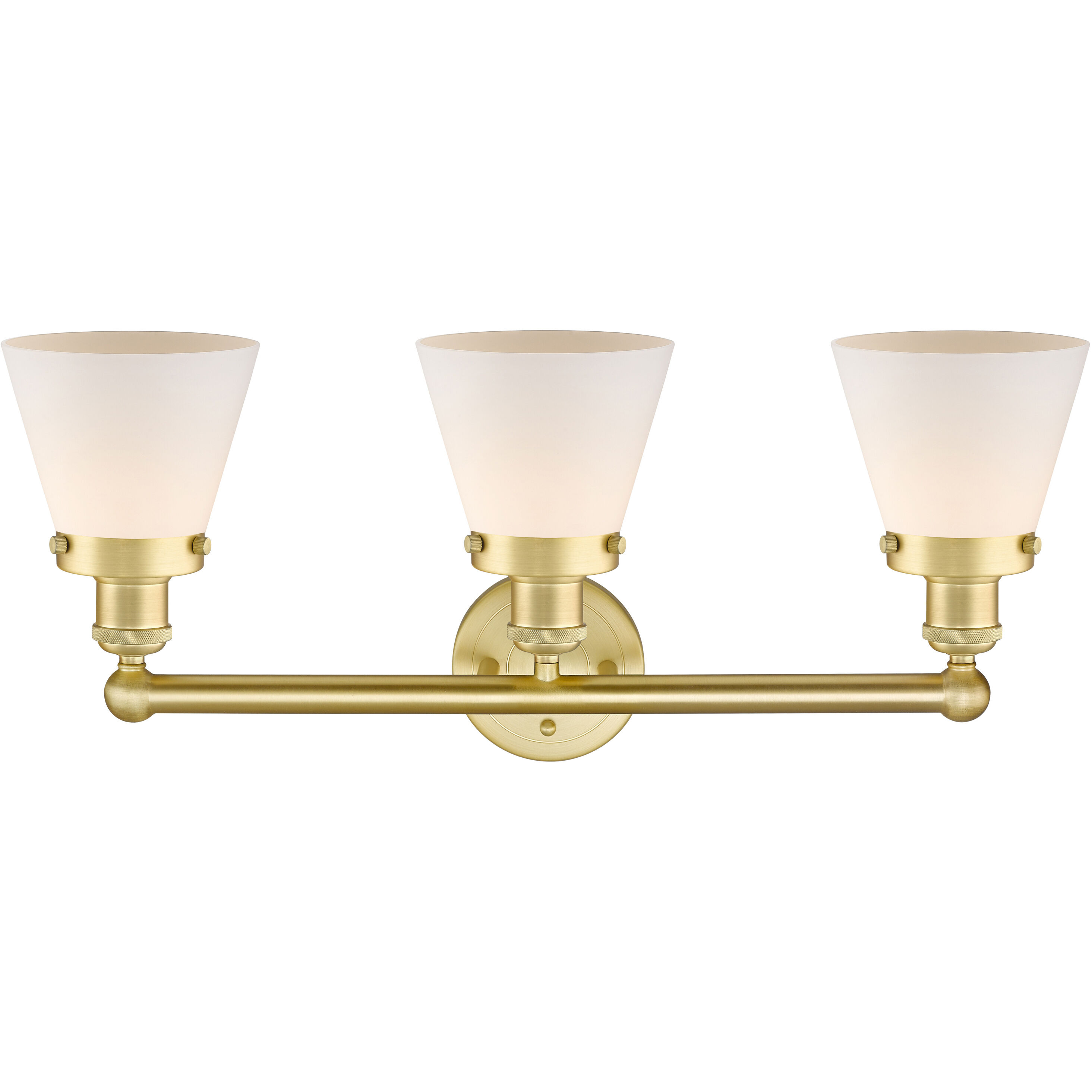 Cone 3 Light 24.5 inch Satin Gold Bath Vanity Light Wall Light in Matte White