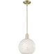 Arcadia White Mouchette 1 Light 10 inch Antique Brass Mini Pendant Ceiling Light