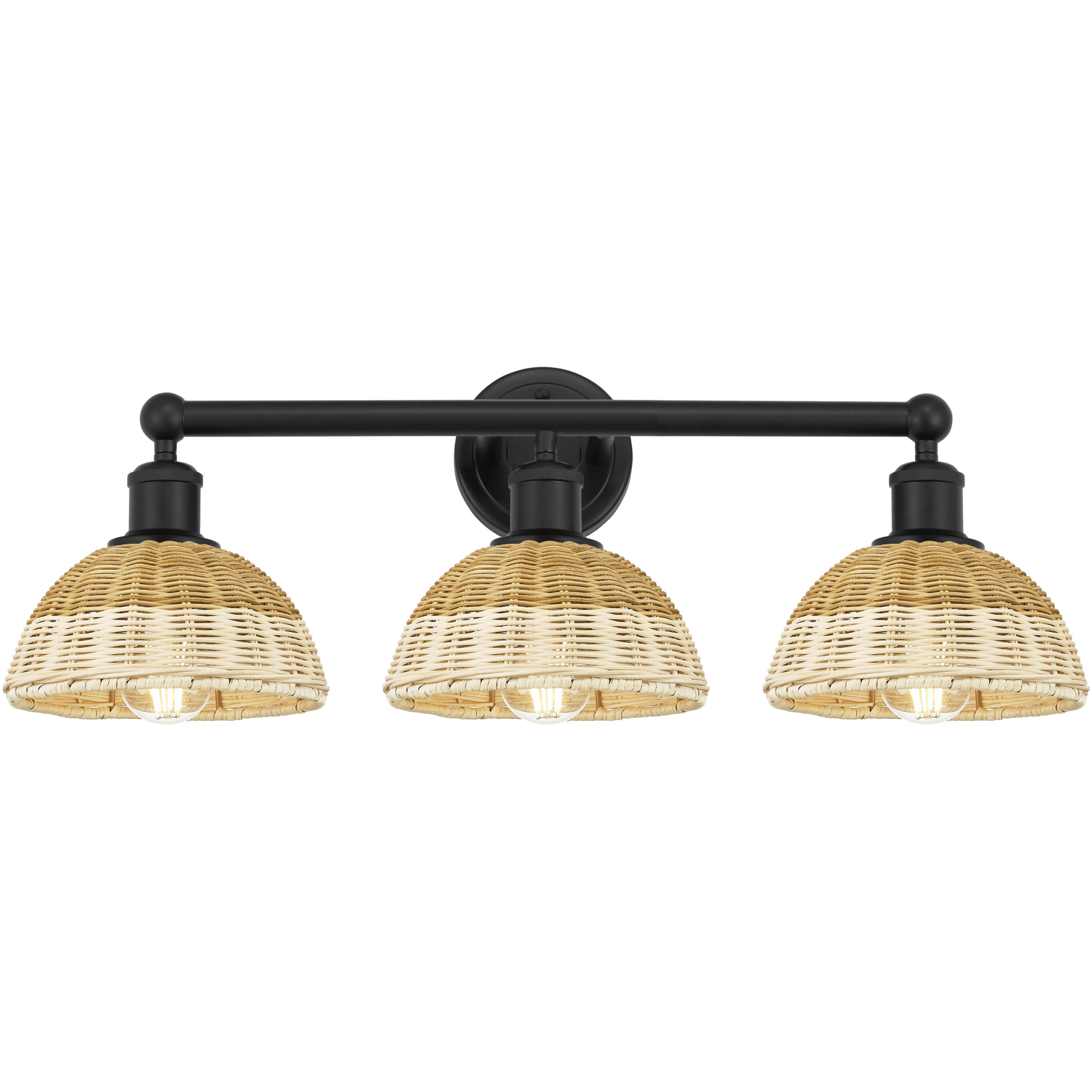 Edison Bristol Natural II 3 Light 26 inch Matte Black Bath Vanity Light Wall Light