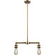 Franklin Restoration Bare Bulb 2 Light 128 inch Brushed Brass Island Light Ceiling Light, Franklin Restoration